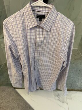 Banana Republic Men's Lavender Plaid Dress Shirt